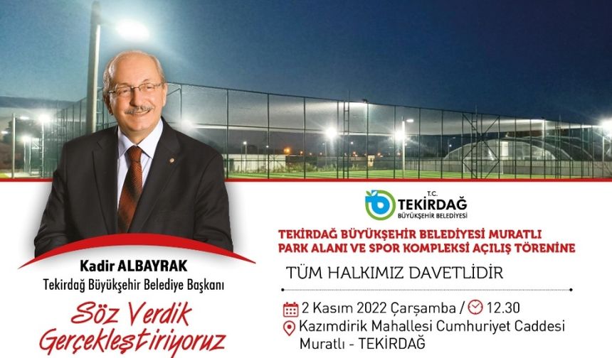 Muratlı' ya park Alanı ve Spor Kompleksi Açılıyor